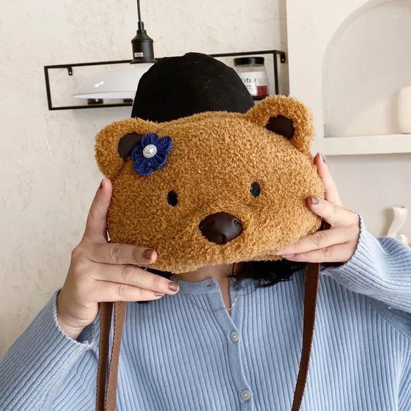 Sacos de ombro Urso Boneca de Pelúcia com Bonito Pequeno Saco Cruz Diagonal para Meninas Compras Celular Mudança Brinquedos Japoneses