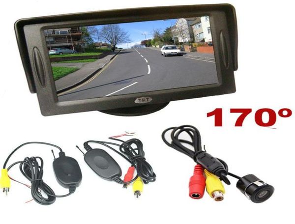 Kit de visão traseira do carro sem fio HD câmera de estacionamento reversa 170 ° 43quot LCD TFT monitor3154677