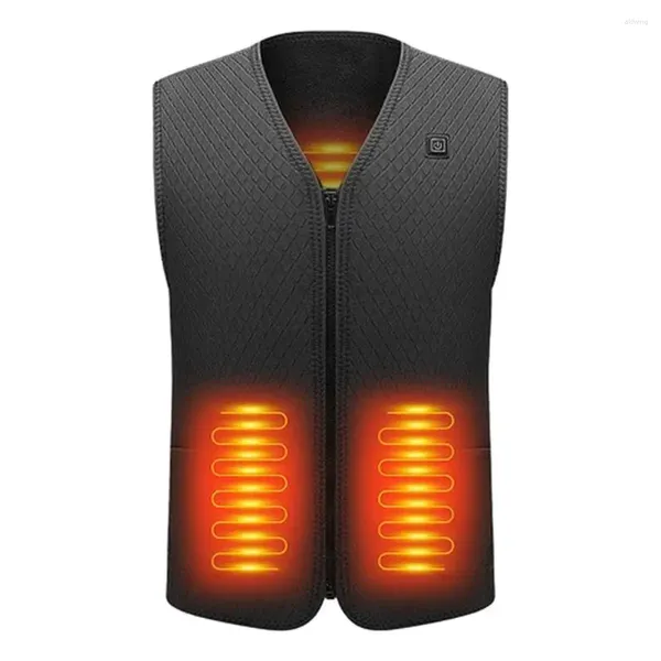 Gilet da uomo Gilet unisex Riscaldamento USB con regolazione a tre marce Chiusura con cerniera a risparmio energetico Gilet antivento per uomo invernale