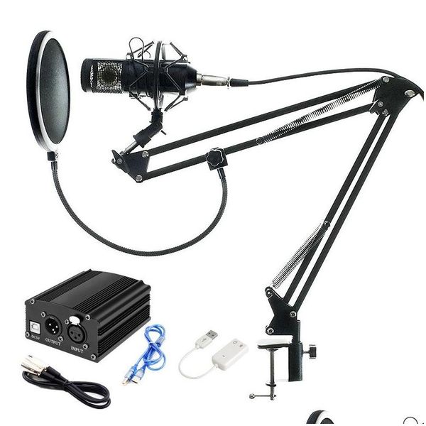 Microfones Fl Set Microfone Profissional Bm800 Condensador Ktv Pro O Studio Gravação Vocal Mic Adicionar Metal Drop Delivery Electronics A/ Dhzok