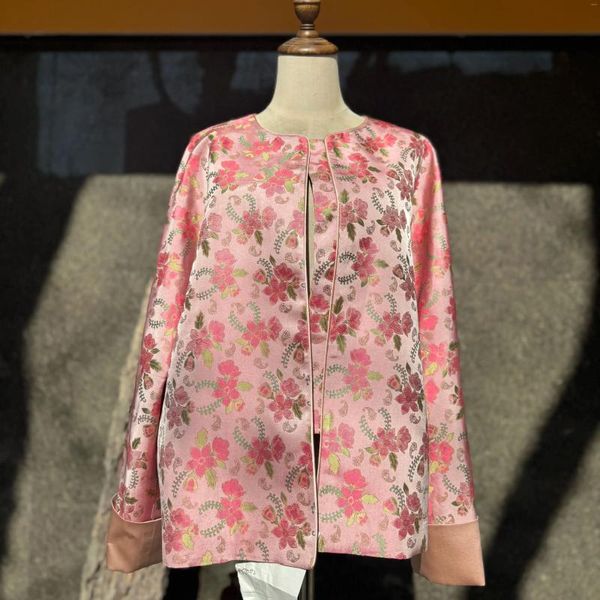 Camicette da donna Abito di seta rosa Abito da donna personalizzato di alta classe Moda primaverile Ricamo Attrice Abiti Sesso antico