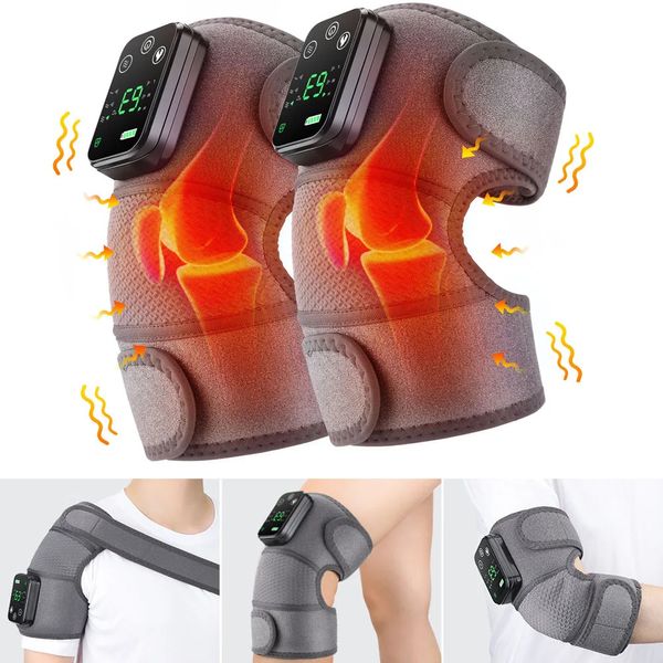 Massageador de vibração de aquecimento elétrico para terapia de ombro cinta cinto massagem térmica joelho suporte almofada artrite cotovelo alívio da dor 240301
