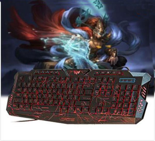 Novo redpurpleblue backlights teclado de jogos profissional teclados de computador para dota2 lol led backlit gaming keyboard1555782