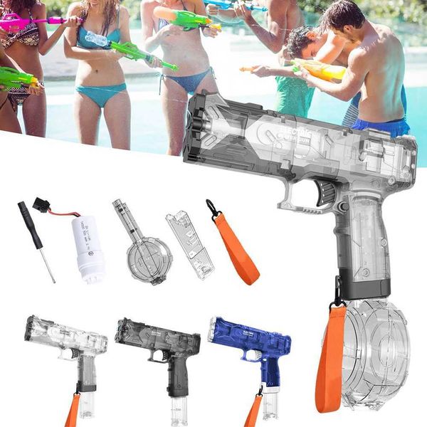 Pistola giocattoli per bambini acqua elettrica schizza giocattolo con cordino giocattoli d'acqua a lungo raggio ad alta potenza per piscina all'aperto BeachL2403