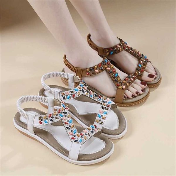 Heiße neue Diamond Römische Sandalen Fersenschuhe Flip Flops für Frauen komfortable vielseitige Sandles Heels 240228