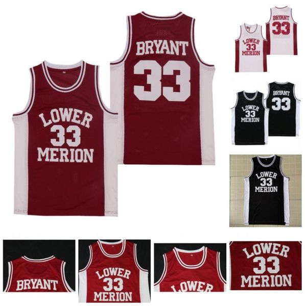 Uomo 33 Bryant Lower Merion High School Maglie da basket Bianco Nero Rosso Colore Disponibile veloce 1.962.975