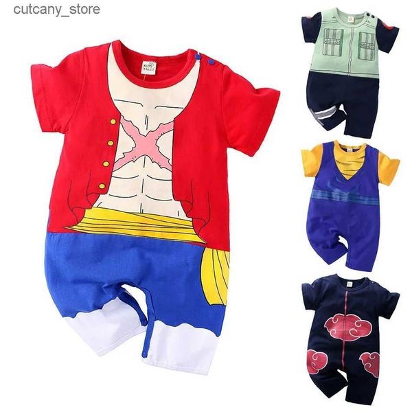 Overalls Baby Jungen Kleidung Kleinkind Strampler Babysuit Neugeborenen Anime Zoro Sommer T-shirt Klettern Kleidung Säuglings Zeug Baby Kleidung Pyjamas L240307