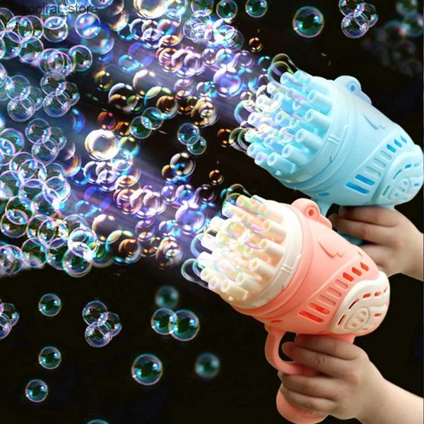Sandspiel Wasser Spaß Bubble Bazooka Pistole 23 Löcher Spielzeug Seifenblasen Maschine für Kinder Elektrische Blasenschütze Sommerseife Wasserblasen Hersteller L240307