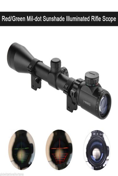 39x40 EG RedGreen Illuminato Fucile ad aria compressa Ottica Sniper Scope Sight wPair Mount8988037