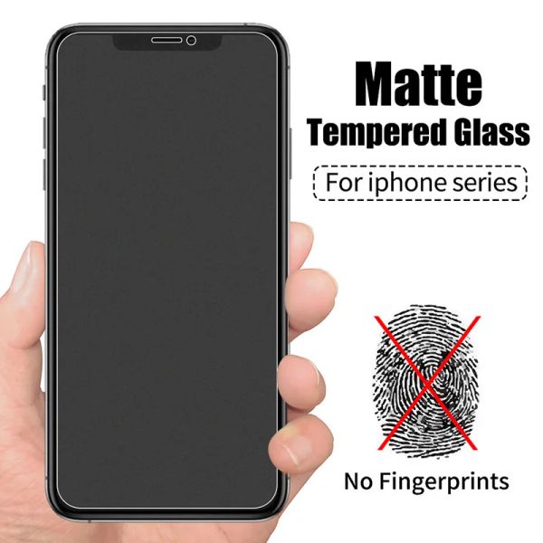 Matte, blendfreie gehärtete Glasfolie für iPhone 15 14 13 12 11 Pro Max Mini XS XR XSMax Displayschutzfolie Augenpflegeglas