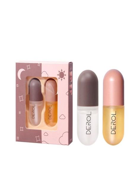 DEROL 55mlx2 Day Night Volumising Lips Plumper Lip Fine Lines Mask Langanhaltende Feuchtigkeitscreme Pflegeöl Sexy Plump Serum7214403