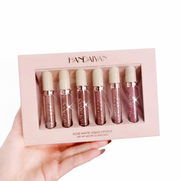 Altri articoli per la salute e la bellezza Handaiyan Lip Gloss 6 pezzi/scatola Veet rossetto opaco Set labbra trucco kit stick nudo cosmetici per trucco opaco Dhi4P