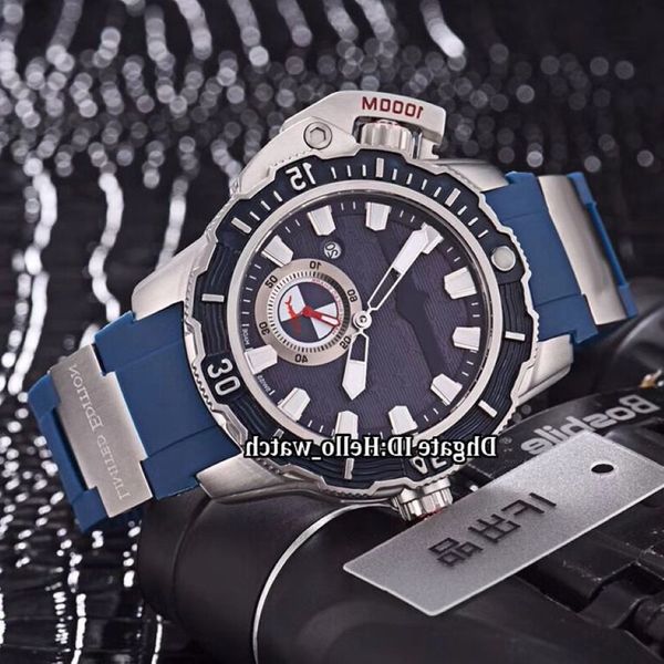 46 мм, большой размер, дата Maxi Marine Diver 3203-500LE-3 93-HAMMER, автоматические мужские часы с синим циферблатом, стальной корпус, синий каучуковый ремешок, спортивные Wris230s