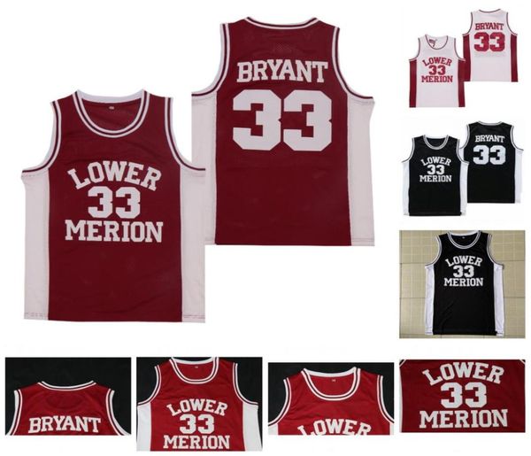 Uomo 33 Bryant Lower Merion High School Maglie da basket Bianco Nero Rosso Colore Disponibile veloce 7087138