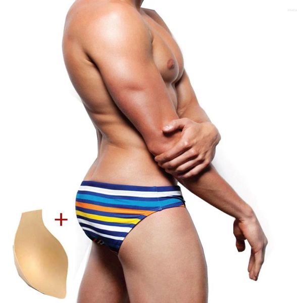 Cuecas push-up pad swimwear homem sexy maiô impermeável gay briefs com empurrador para surf nadar sunbath