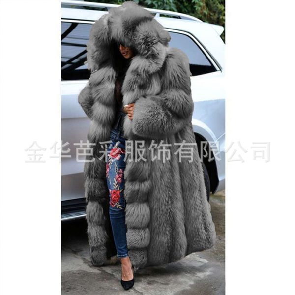 Haining осенне-зимнее новое пальто с искусственным мехом лисы в стиле пэчворк, разноцветное приталенное меховое пальто 295355