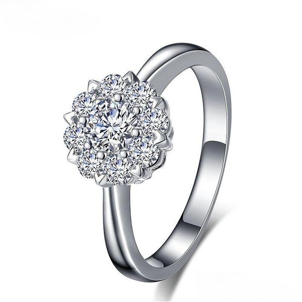 Solitaire Anel Sier Flor Anel de Diamante Banda Mulheres Noivado Casamento Anéis De Noiva Moda Jóias E Gota Entrega Jóias Rin Dh6Db