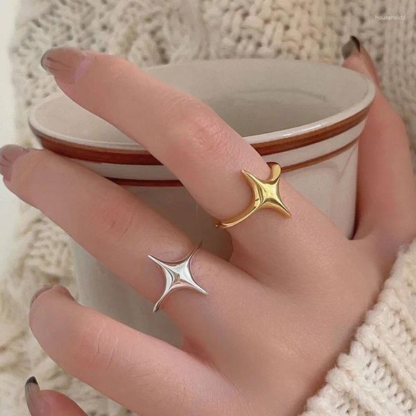 Cluster-Ringe, 18 Karat Gold, INS, authentischer Schmuck aus massivem 925er-Sterlingsilber, Starshine-Ring, verstellbar, C-J1928