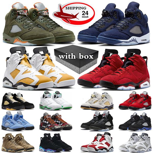 J5 com caixa Jumpman 5 tênis de basquete 5s Lucky Green Olive Plaid Sail 6s Toro Bravo Amarelo Ochre Aqua Cool Grey Mens Treinadores Homens Sneaker Esportes