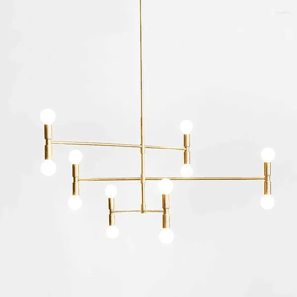 Lâmpadas pendentes moderno loft industrial ouro / preto pintado metal forjado tubo de ferro erguido LED E27 lâmpada lustre luminária lustre