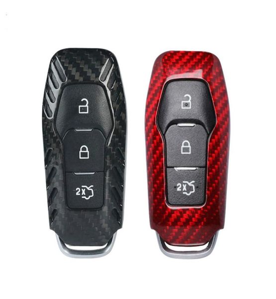 Fibra de carbono carro remoto chave capa caso decoração fob protetor estilo do carro acessórios caso chave para ford mustang 20152020 carro ac6670674