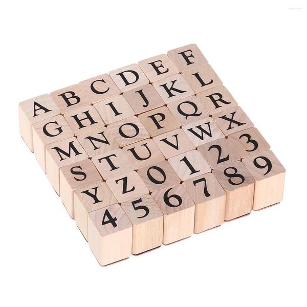 Bottiglie di stoccaggio Timbri alfabetici Set Timbro in gomma con lettere A-Z in legno vintage per lettere artigianali, cartoline fai-da-te