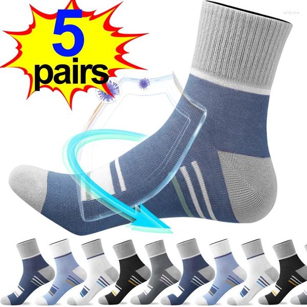 Männer Socken 1/5pairs Reine Baumwolle Hohe Qualität Casual Business Atmungsaktive Antibakterielle Laufen Sport Männer Geschenk Sokken