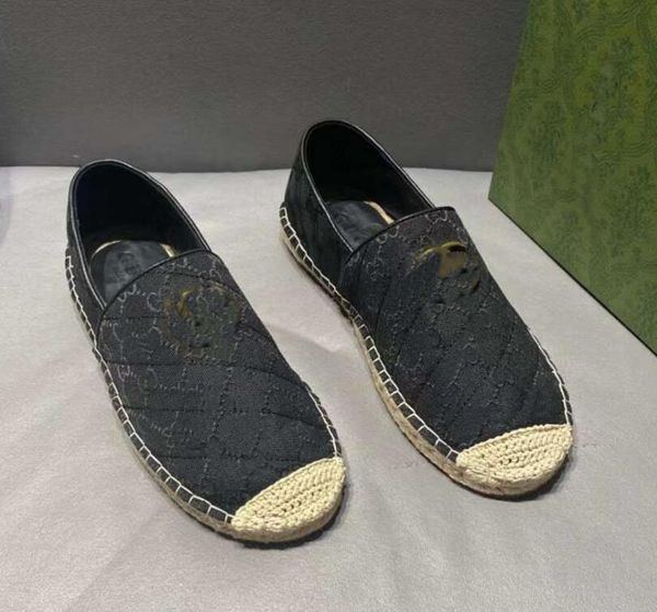 Famose 24S / S Matelasse Canvas Espadrillas Double Fisherman scarpe designer Mocassino moda in pelle intrecciata Erba Taglia 38-46