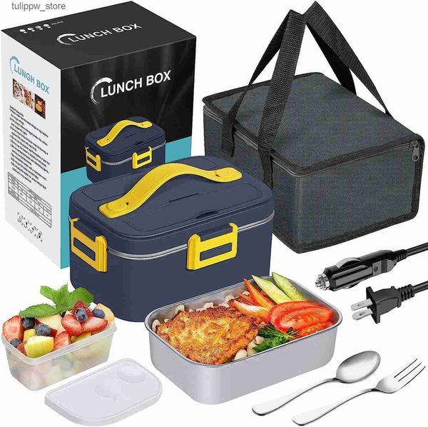 Bento-Boxen, elektrische Lunchbox, Lebensmittelheizung, 75 W, tragbar und auslaufsicher, beheizte Lunchboxen mit 1,8 l herausnehmbarem 304-Edelstahlbehälter L240307