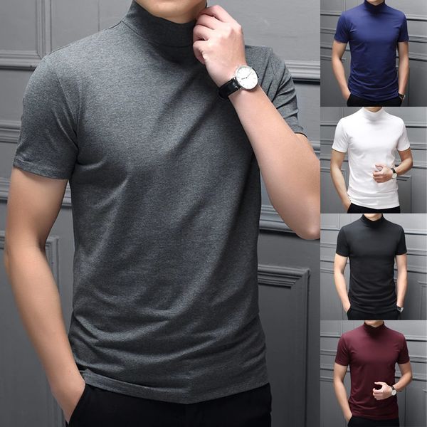 Kış Sıcak Yarım Yaka Moda Sıcak İç Çamaşır Erkek Düz Yaka Temel T-Shirt Çizilmiş Uzun Kollu Top 240307