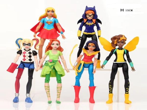 DC Super Hero Girls 6quot Figuras Modelo Brinquedos Mulher Maravilha Supergirl 6 PCS Set8543138