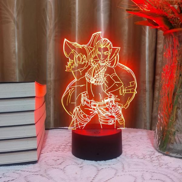 Luci notturne League Of Legends Anime Foglio acrilico Figura Board 3D Led LOL Base luminosa per Kid Manga Home Room Decor Lampada Regalo di Natale