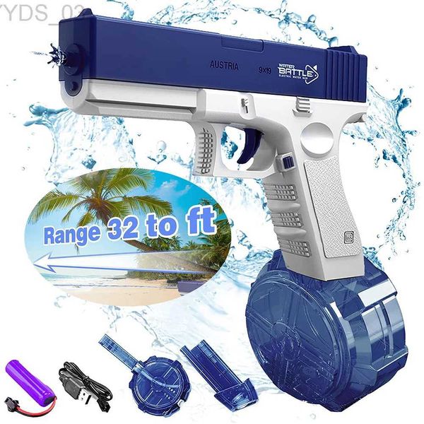 Gun Toys Elektrische Wasserpistolen mit einer Reichweite von bis zu 32 Fuß, automatischem Spritzen mit einem Knopf und hoher Kapazität, Spielzeugblaster für Kinder, Pool, Party, Strand, Outdoor, YQ240307