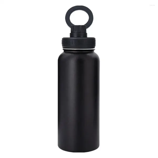 Garrafas de água multitarefa garrafa base magnética 1000ml isolado aço inoxidável com suporte do telefone alto para 12/24