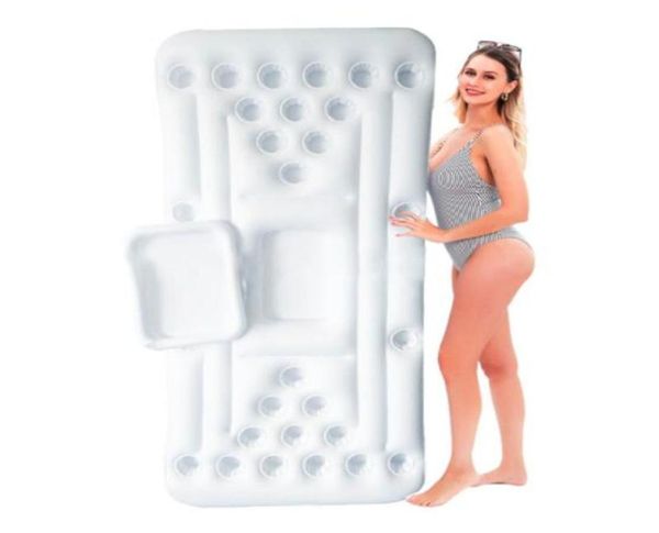 Mesa flutuante de cerveja pong, 20 peças, 6 pés, 28 suportes para copos, jogos de piscina infláveis, flutuador para festa de verão, refrigerador, salão de água, jangada 7470998