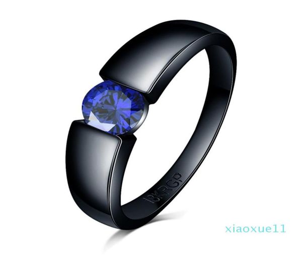 Mode-Design Charming Stein Ring rosa blau gelb Zirkon Frauen Männer Hochzeit Schmuck Schwarz Gold gefüllt Verlobungsringe Bague Femm2298020