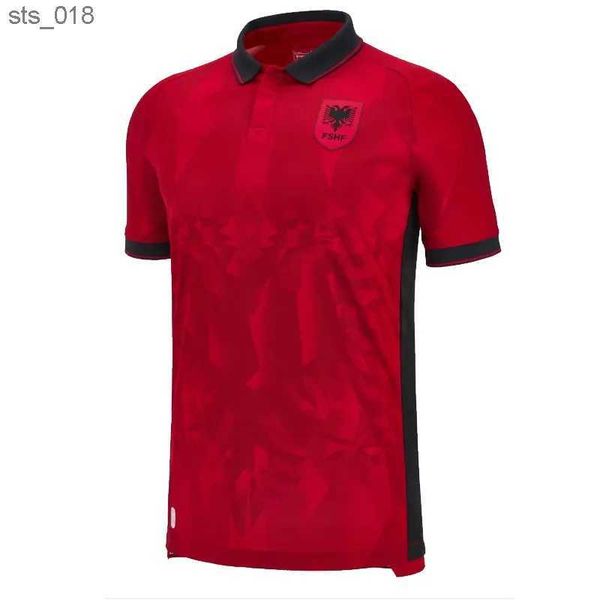 Fußballtrikots Albanien Home Rotes Trikot Weiße Hemden Dritter Schwarz Kurzarm-Nationalmannschafts-FußballuniformH240307