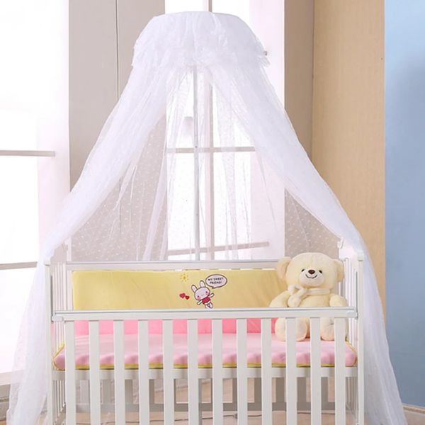 Berço do bebê rede de verão quarto mosquiteiro cama dossel tendas redondas rendas cúpula infantil berço decoração redes 240223