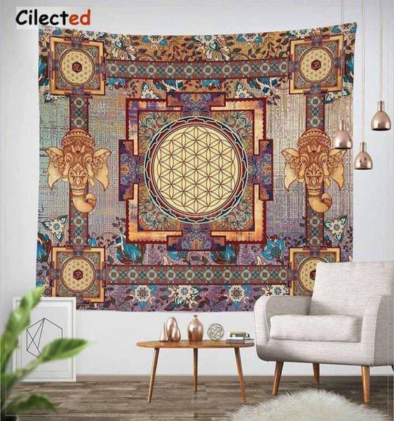 Cilected India Mandala-Wandteppich, Gobelin-Wandteppich, Blumenmuster, Stoff, Polyester, Baumwolle, Hippie-Boho-Tagesdecke, Tischdecken 8808435