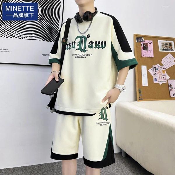 Tracksuits masculinos 2024 Minette T-shirt da marca verão marca de moda de manga curta shorts uniforme de basquete um conjunto de terno esportivo juvenil