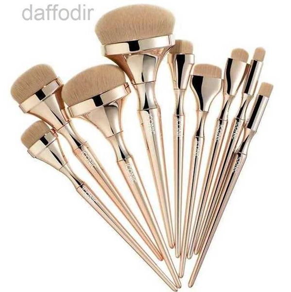 Pincéis de maquiagem ICONIC LONDON HD 9pcs Pincéis de maquiagem Conjunto de alça dourada para pó de base Pincéis de maquiagem Pincel Maquiagem Ferramentas de beleza 240308