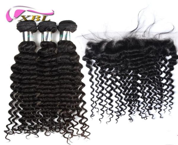 XBL Tiefe Welle Spitze Frontal Malaysisches Reines Haar Spitze Frontal Innerhalb Bundles Körper WelleLose WelleGeradeCurly8263185