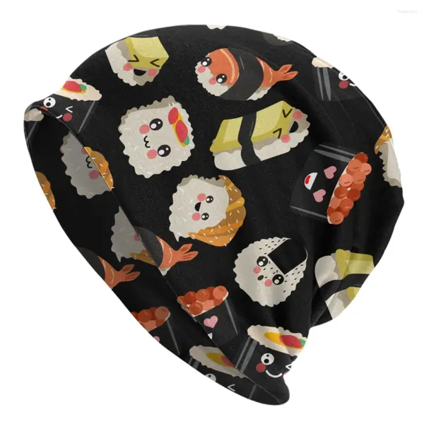 Berets Sushi Kawaii Sea Food Bonnet Chapéus Tricô Vintage Ao Ar Livre Bonito Panda Skullies Gorros Chapéu Masculino Feminino Quente Dual-Use Cap