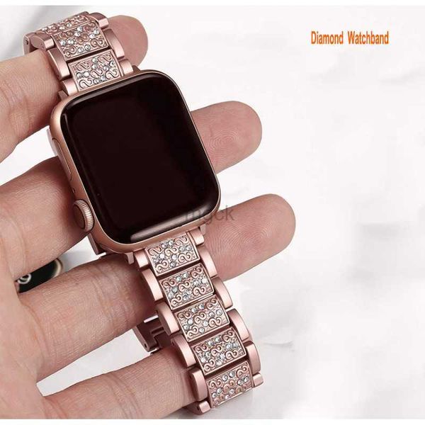 Diamond Standless Watch Band Bands Compatível Bandas de relógio 44mm/45mm Metal Robagem protetor tampa do pára -choque para iwatch Series 8/7/6/5/4/SE Men 240308