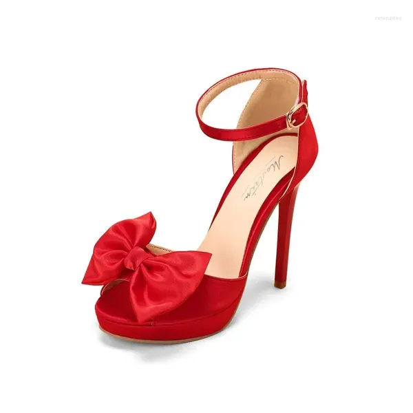 Sandali Scarpe da sposa da donna Moda con tacco Piattaforma Sandalo con zeppa alta Balletto Danza Bowknot Banchetti leggeri