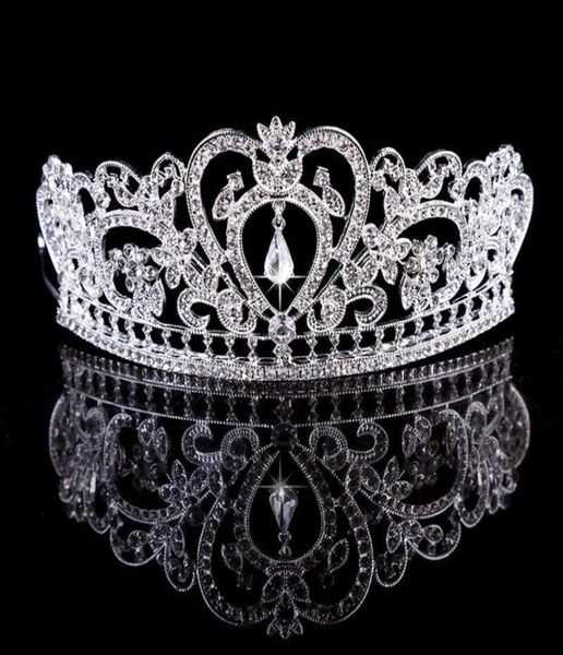 Real Image Frauen Silber Gold Kristall Kopfschmuck Wassertropfen Krone Tiaras Haarschmuck Hochzeit Brautjungfer Party Brautschmuck Accessori5901147