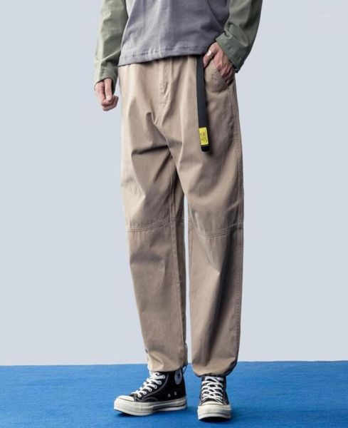 Calças masculinas outono japão vintage veludo bolso emenda masculina casual tecido de algodão solto três cores opcionais para todos s5879659