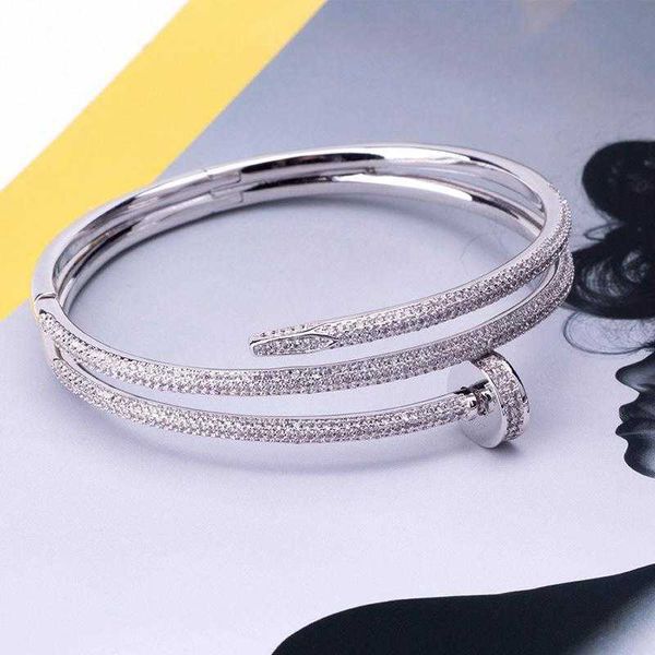 Pulseira de ouro designer de unhas pulseiras para mulheres e homens novo conjunto de ouro asiático zircão original prego personalizado banhado a jóias de diamante