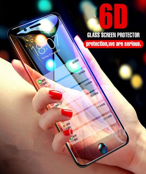 Vidro temperado curvo 6d para iphone 8 6 6s 7 plus vidro protetor de tela para iphone x 10 6 6s 7 8 plus vidro protetor film3059628