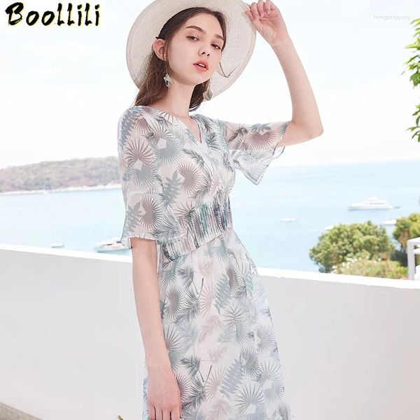 Vestidos de festa chiffon boollili vestido de verão roupas femininas senhoras vintage elegante boho midi 2024 coreano praia vestidos